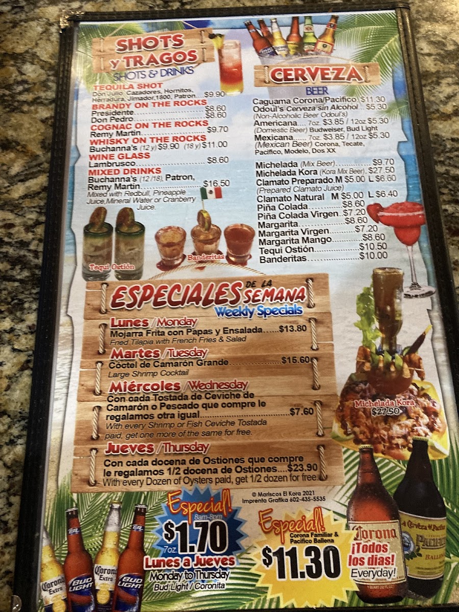Mariscos El Kora Menu - Image 2